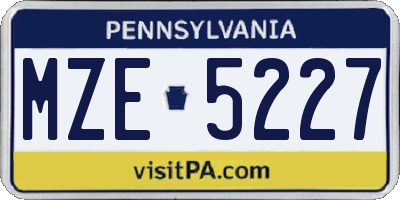 PA license plate MZE5227