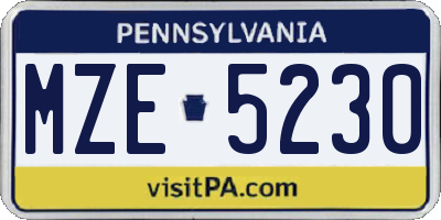 PA license plate MZE5230
