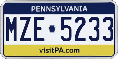 PA license plate MZE5233