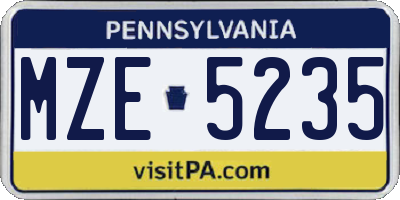 PA license plate MZE5235