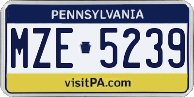 PA license plate MZE5239