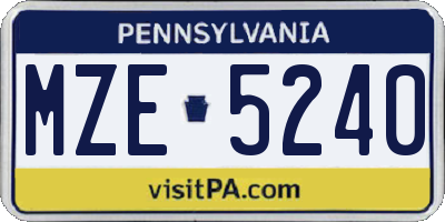 PA license plate MZE5240