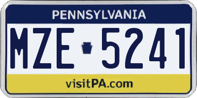 PA license plate MZE5241