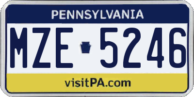 PA license plate MZE5246