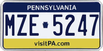 PA license plate MZE5247