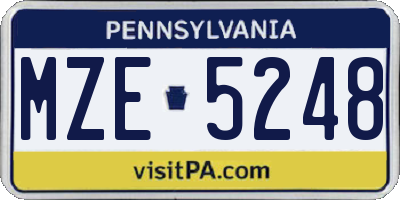 PA license plate MZE5248