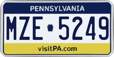 PA license plate MZE5249