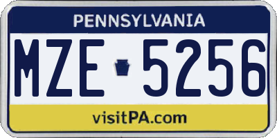 PA license plate MZE5256