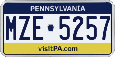 PA license plate MZE5257