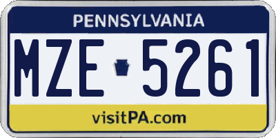 PA license plate MZE5261