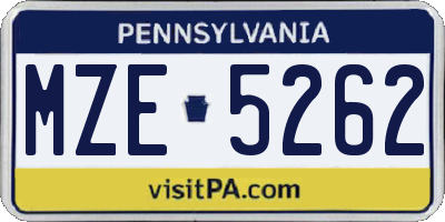PA license plate MZE5262