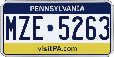 PA license plate MZE5263
