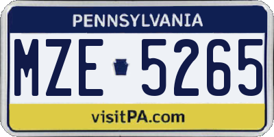 PA license plate MZE5265