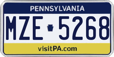 PA license plate MZE5268