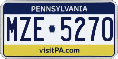 PA license plate MZE5270