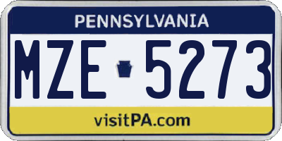 PA license plate MZE5273