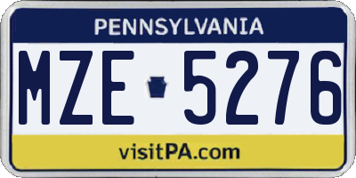 PA license plate MZE5276