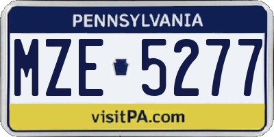 PA license plate MZE5277