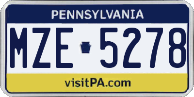 PA license plate MZE5278