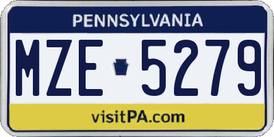 PA license plate MZE5279