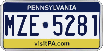 PA license plate MZE5281