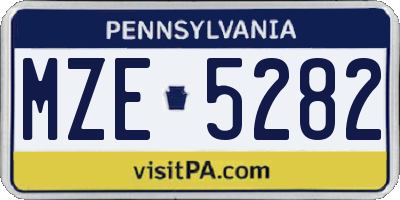 PA license plate MZE5282