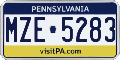 PA license plate MZE5283