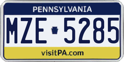 PA license plate MZE5285
