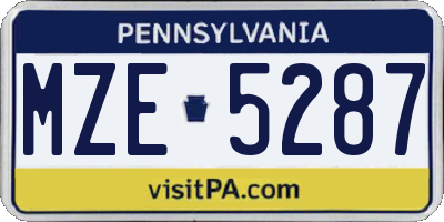 PA license plate MZE5287
