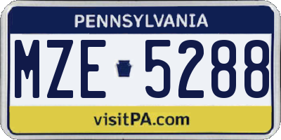 PA license plate MZE5288