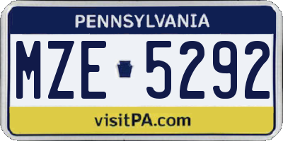 PA license plate MZE5292
