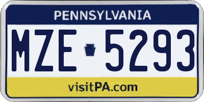 PA license plate MZE5293