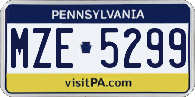 PA license plate MZE5299
