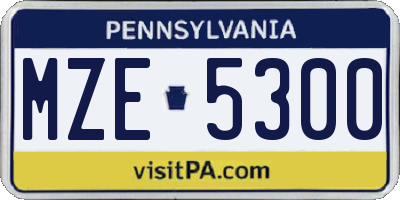 PA license plate MZE5300