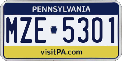 PA license plate MZE5301