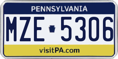 PA license plate MZE5306