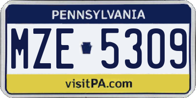 PA license plate MZE5309