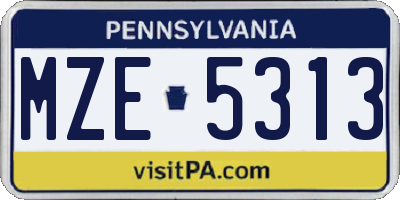 PA license plate MZE5313