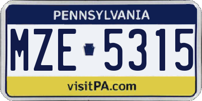 PA license plate MZE5315