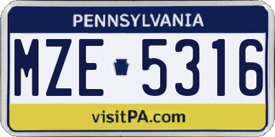 PA license plate MZE5316