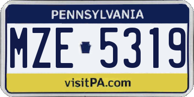 PA license plate MZE5319