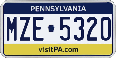PA license plate MZE5320