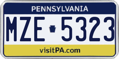 PA license plate MZE5323