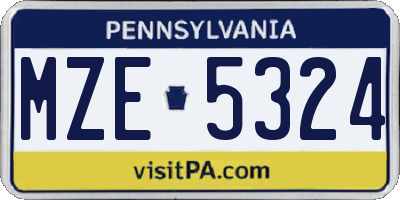 PA license plate MZE5324