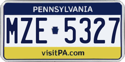 PA license plate MZE5327