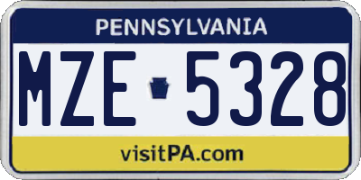 PA license plate MZE5328