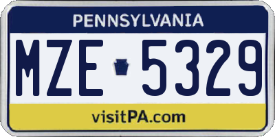 PA license plate MZE5329