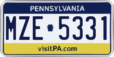 PA license plate MZE5331