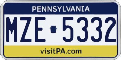 PA license plate MZE5332