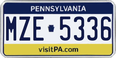 PA license plate MZE5336
